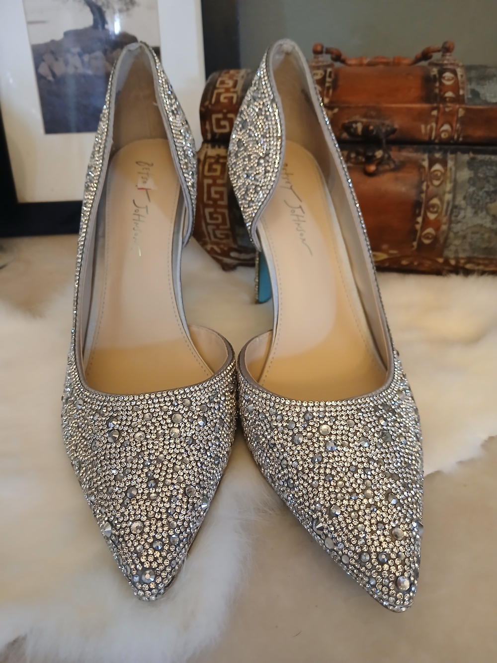 Betsey Johnson "Shary" Glass Crystals Shoes 11 - Picture 7 of 8